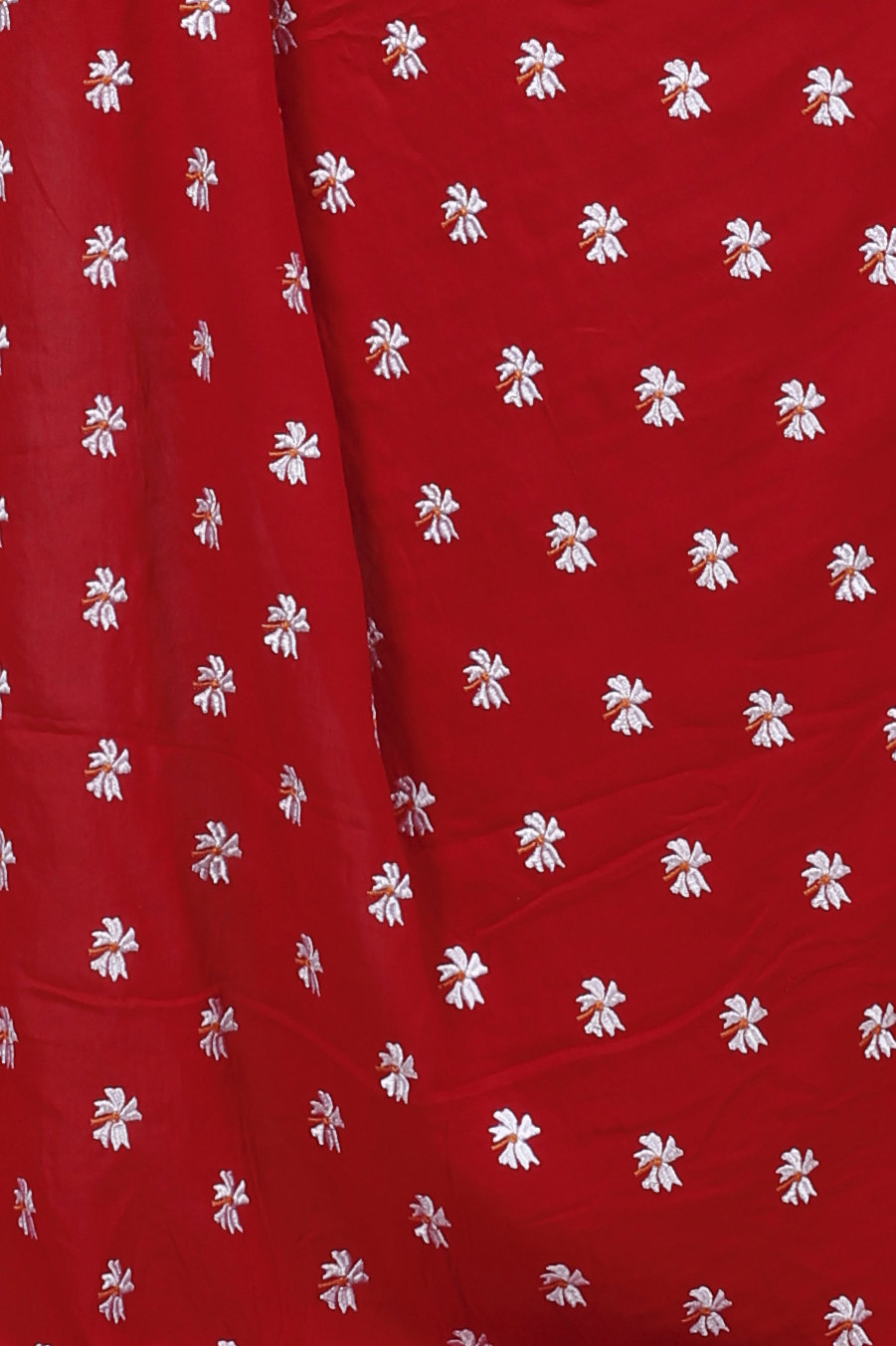 Red White Pure Cotton LalPori Hand Loom Saree (14)